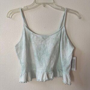 American Eagle Cotton Ruffle Crop Tank Top Medium